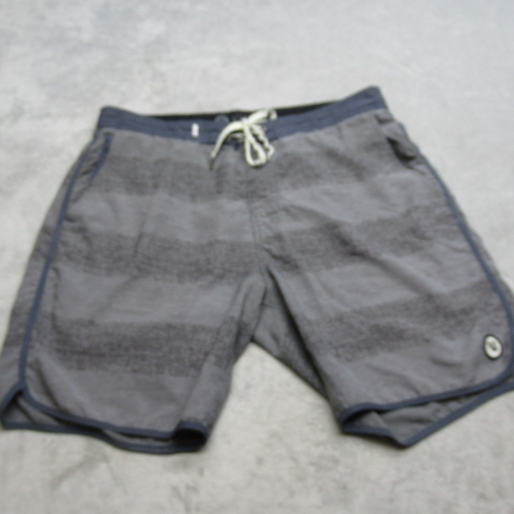 Vuori Board Shorts Mens 34? Striped Gray Quick‎ Dry Swim Beach Surf Run Jog Gym